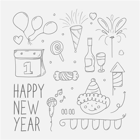 Premium Vector Hand Drawn Of New Year Party Doodle