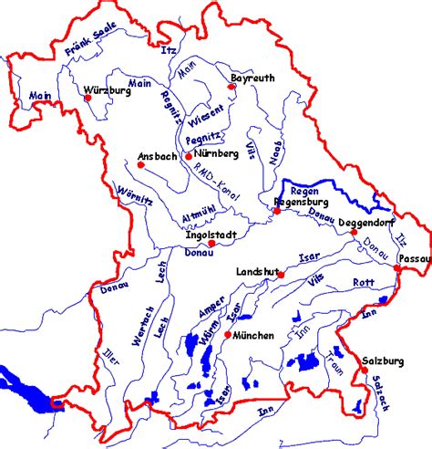 „iller, lech, isar, inn fließen rechts zur donau hin. Bayern