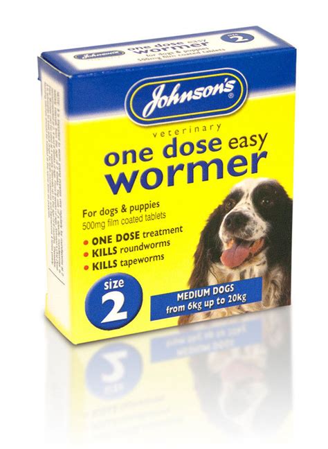 Johnsons One Dose Easy Wormer Dog Worm Worming Tablets Roundworm Tapew
