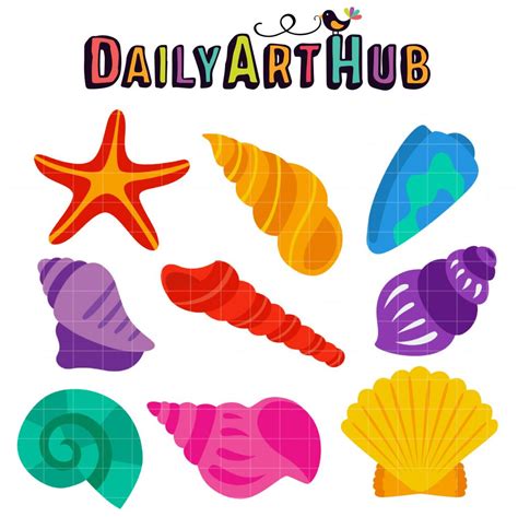 Bright Seashells Clip Art Set Daily Art Hub Graphics Alphabets And Svg