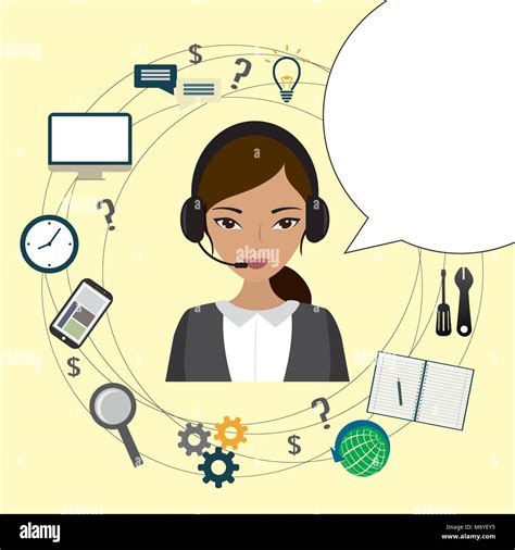 Customer Service Design Cartoon Phone Operator And Icons Stock Vector