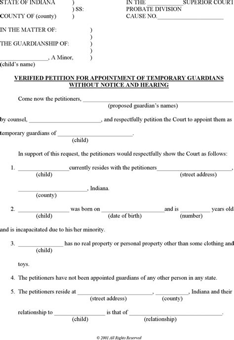 Free Indiana Guardianship Form Pdf 59kb 12 Pages Page 2