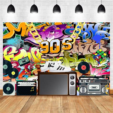 90s Hip Hop Backdrop Retro Graffiti Birthday Party Photography