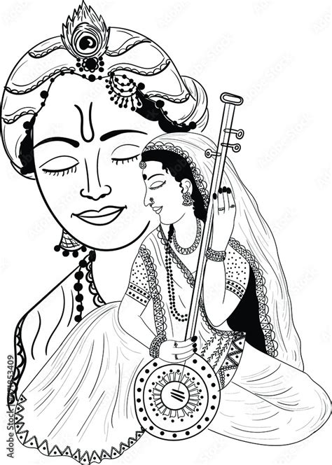 Indian Wedding Clip Art Of Woman Playing Sitar With Hands Black And