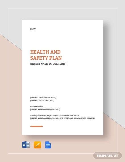 Epa, occupational safety and health administration (osha) and corporate health and. 17+ Health and Safety Plan Templates - Free Sample, Example, Format Download | Free & Premium ...