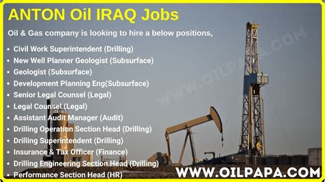 Anton Oil And Gas Drilling Iraq Jobs Oil Papa