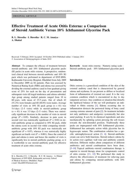 Pdf Effective Treatment Of Acute Otitis Externa A Comparison Of