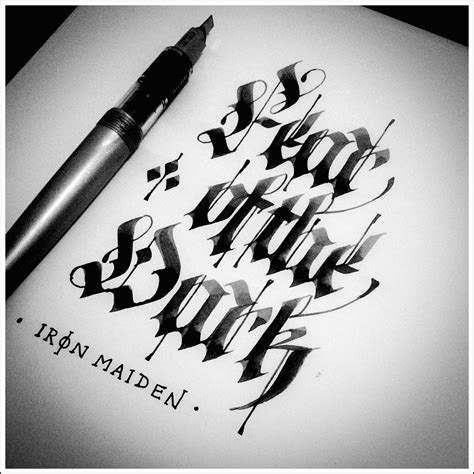 The height of calligraphy was reached in the middle age, where monks developed the narrow writing style called gothic, allowing more words to fit. Gothic Calligraphy&Lettering on Behance