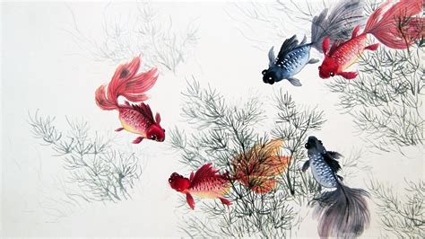 2560x1600 Chinese Painting Fish Fish Chinese Painting