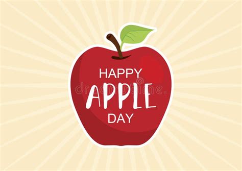 Happy Apple Day Poster With Red Apple Icon Vector Stock Vector
