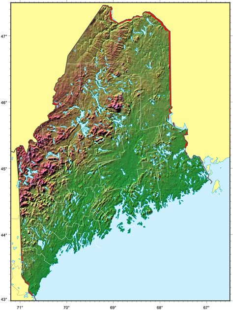 Maine Relief Map Mapsofnet