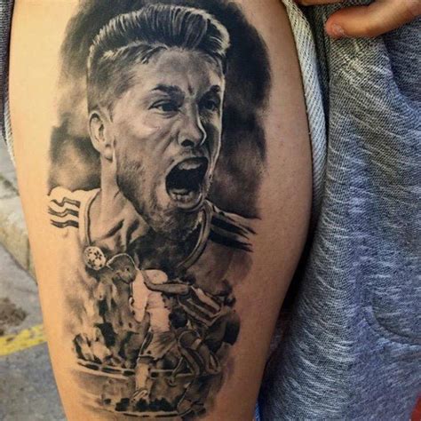 Born 16 july 1988) is a spanish professional footballer who plays as a defensive midfielder for the spain national team and captains la liga club barcelona. Black and grey Sergio Ramos inspired tattoo on the