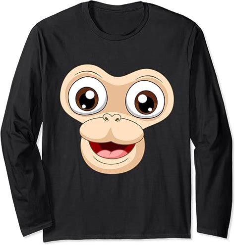 Monkey Face Funny Humor Kids Boys Girls Youth Long Sleeve T Shirt