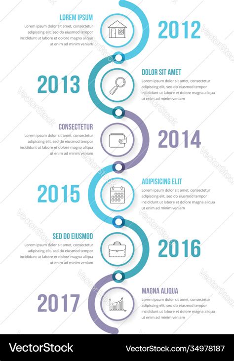 Vertical Timeline Infographics Template Royalty Free Vector