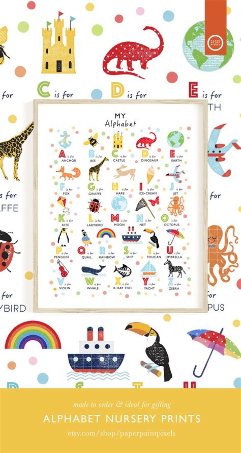 An Alphabet Nursery Print With Animals And Letters