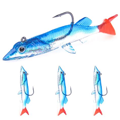 3pcslot Blue Lead Fishing Lure Silicone Soft Fish Lure With Hooks