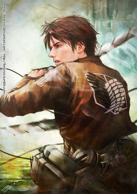 A few years before the fall of wall maria, he also wore a red scarf, which he gave to mikasa the day they met. Eren Jaeger by Brilcrist on DeviantArt
