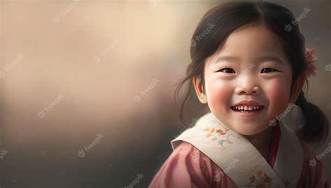 Premium Photo Beautiful Korean Girl Illustration By Generative Ai