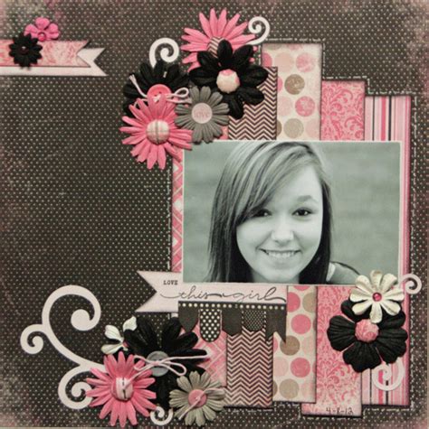 Melinda Garner Scrapbook Page Layouti Like The Pink And Black Color Combo And The Paper