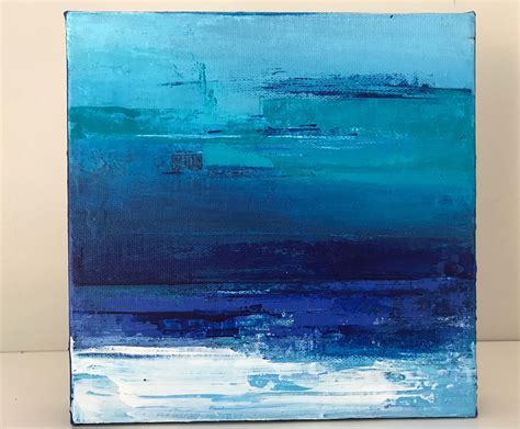 Mini Seascape Acrylic On Canvas Abstract Canvas Seascape Blue Teal