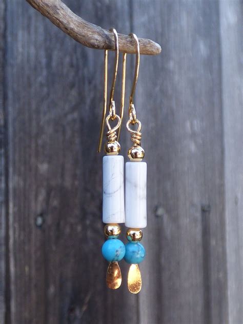 Turquoise Drop Earrings Beaded Dangle Earrings Diy Earrings Gemstone