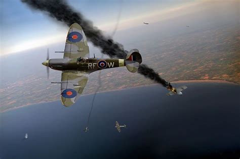 Flight Artworks Spitfires In Channel Dogfight Aircraft Art Wwii