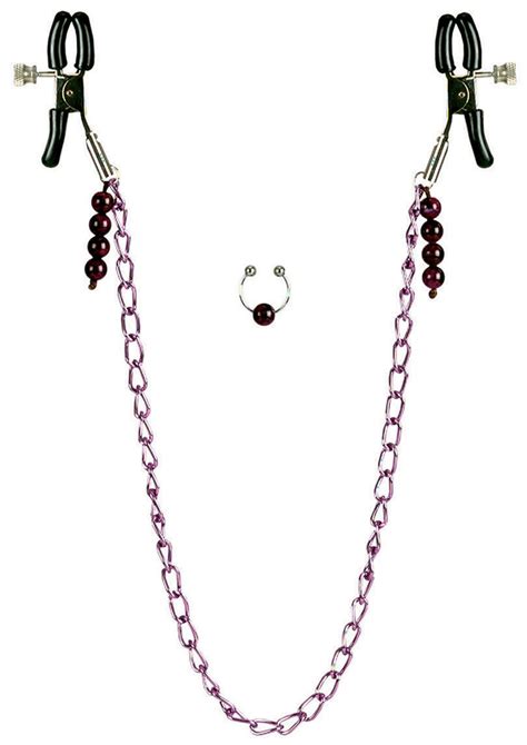 nipple play purple chain nipple clamps ringsnropes