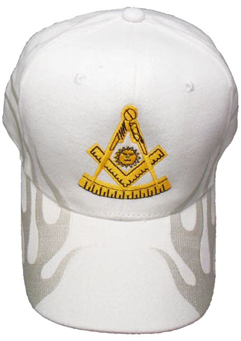 Mason Hat White Past Master Baseball Cap With Masonic Logo And Flames