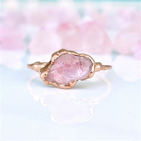 raw rose quartz ring raw gemstone ring pink crystal ring for etsy canada