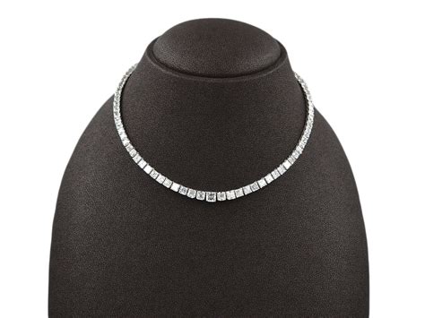 Asscher Cut Graduated Diamond Necklace 3364ct F Vvs1 Rockefellers