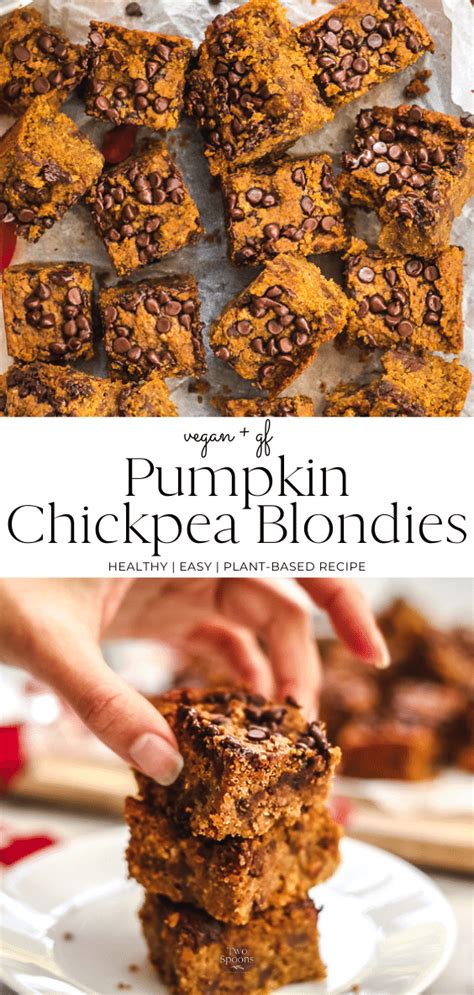 Pumpkin Chickpea Blondies Vegan Chickpea Recipes Two Spoons