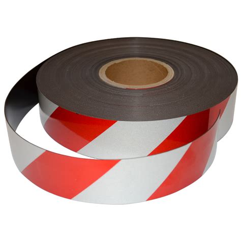 Reflective Magnetic Tape Hi Vis Red And White 50mm X 45m Roll Amf
