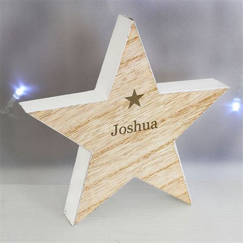 Personalised Rustic Wooden Star Decoration Name Gettingpersonal