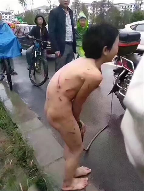Terrified Babe Is Dragged Naked Through The Streets By His Sadistic Dad As Punishment For