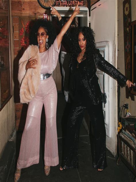 tia mowry hardrict and tamera mowry housley celebrated their 40th with a 70s themed disco party