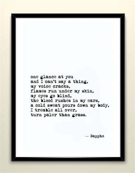 Sappho Love Poem One Glance At You Bandw Print Etsy