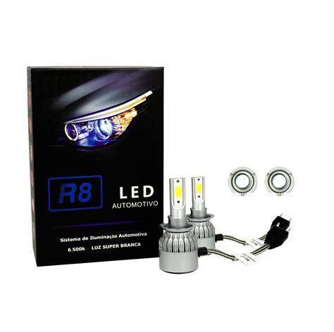 kit lâmpada h7 de led r8 headlight 3000 lúmens jr8
