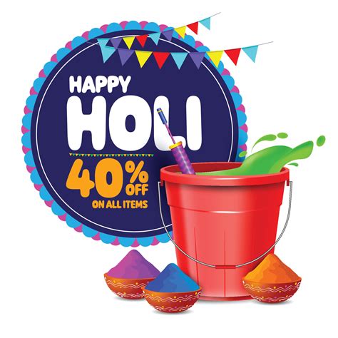 Vector Illustration Of Happy Holi Sale Discount Concept With Holi