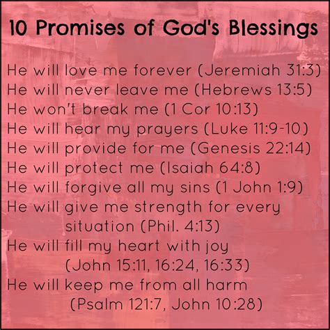 10 Promises Of Gods Blessings Scripture Gods Promises Thankful