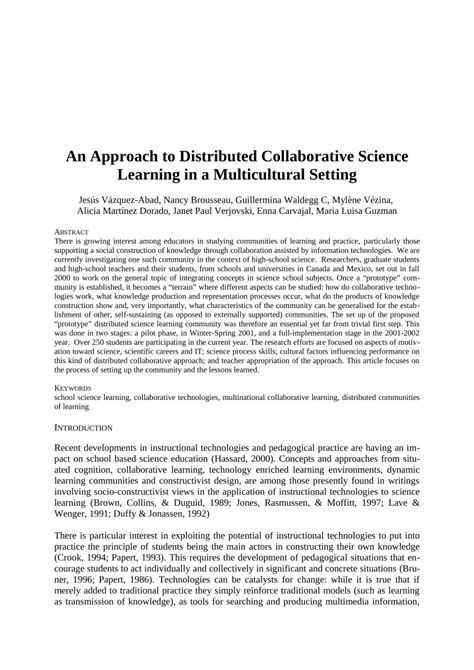 Pdf A Multimodal Approach To The Understandign Of Students