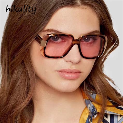 89133 Oversized Rectangle Sunglasses Women 2018 New Olive Frame Ladies Shades Vintage Clear Pink