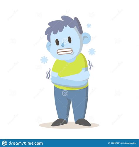 Shivering Boy Feeling Cold Freezing Temperature Cold Weather Cartoon