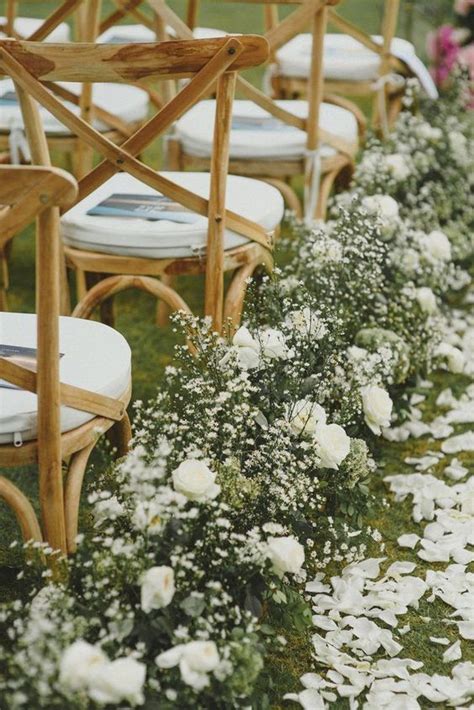Elevated Ways To Use Baby S Breath In Weddings Wedding Aisle Decorations White Roses