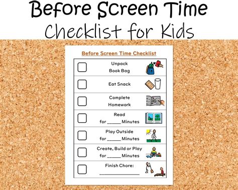 Before Screentime Chart For Kids After School Version Etsy