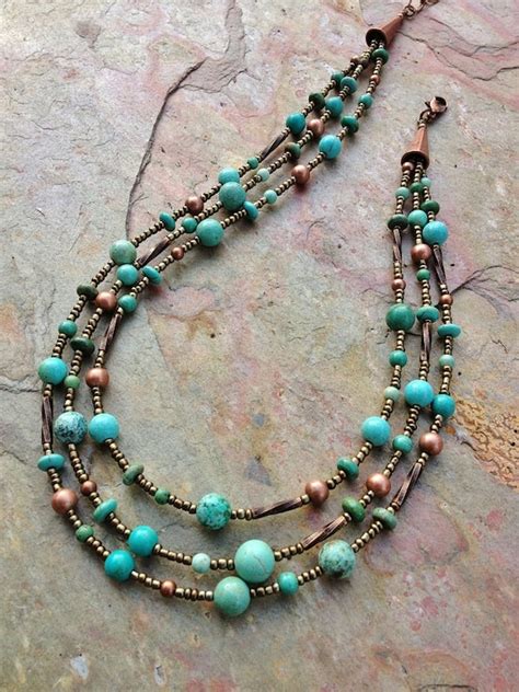 Turquoise Necklace Turquoise Jewelry Multi By Rusticajewelry