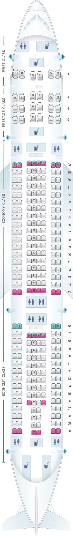 Seat Map Korean Air Airbus A330 300 276pax Seatmaestro