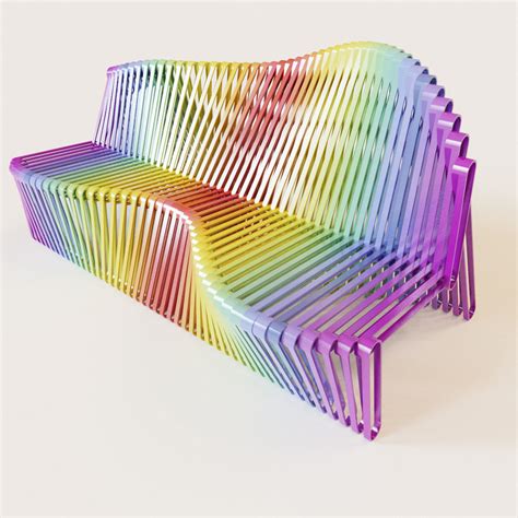 3d Model Parametric Color Bench Cgtrader
