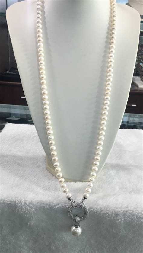 Lange Perle Halskette Mm S Wasser Perle Halskette Etsy