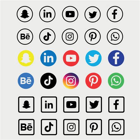 Social Media Icons Collection 2485808 Vector Art At Vecteezy