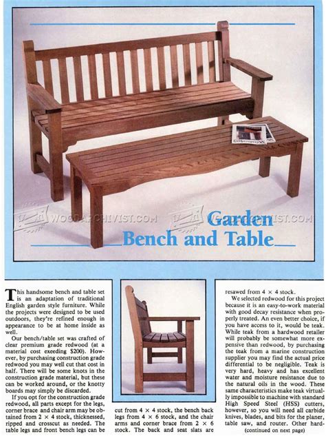 Garden Bench And Table Plans • Woodarchivist